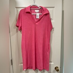 Simply Southern Pink Textured Collared Short Sleeve Dress